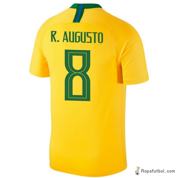 Camiseta Brasil Replica Primera Ropa R.Augusto 2018 Amarillo